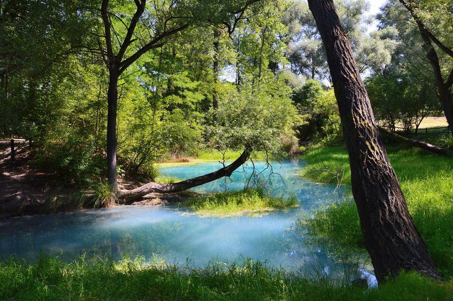 Sorgenti sulfuree turchesi nel Parco del Lavino presso Scafa