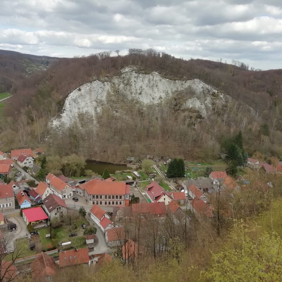 Falesia carsica gessosa dell'Hohen Kopf presso Questenberg con il Totensumpf