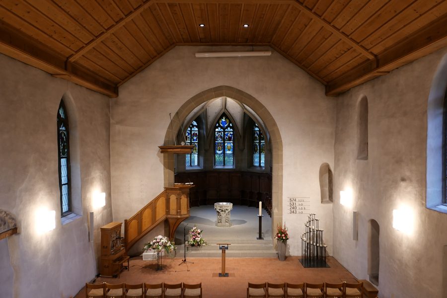 Interno della Chiesa riformata di Worb, Canton Berna, Svizzera