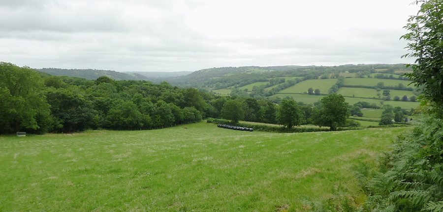 Paesaggio della valle dell'Aeron vicino a Llangeitho, Ceredigion