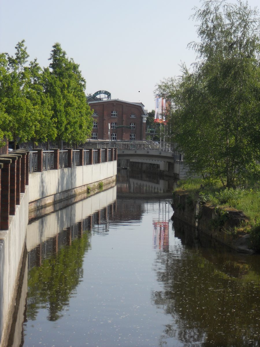 Dinkel e il bacino della Dinkel a Gronau (Vestfalia)