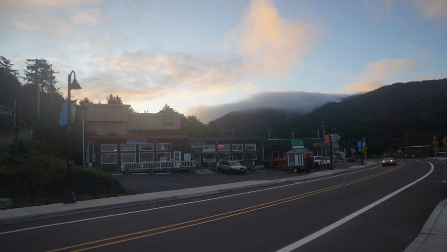 Paesaggio boschivo e costiero presso Cape Perpetua vicino a Yachats, Oregon