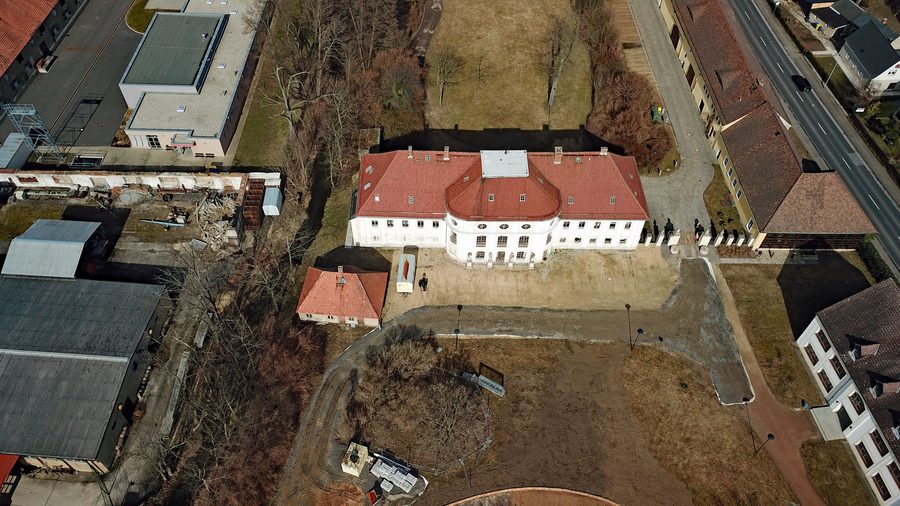 Veduta aerea del castello di Königswartha in Sassonia
