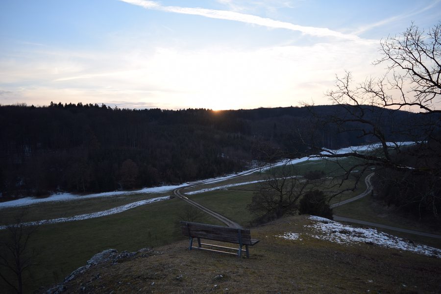 Vista sulla Hungerbrunnental nel Baden-Württemberg al tramonto