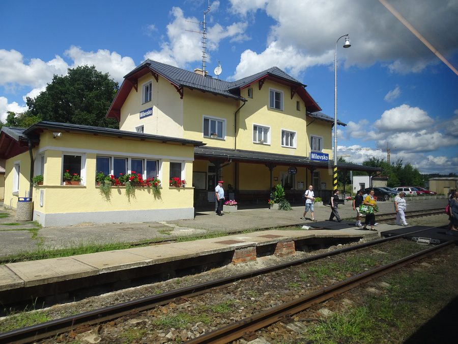 Edificio della stazione ferroviaria a Milevsko nell’Okres Písek, Cechia