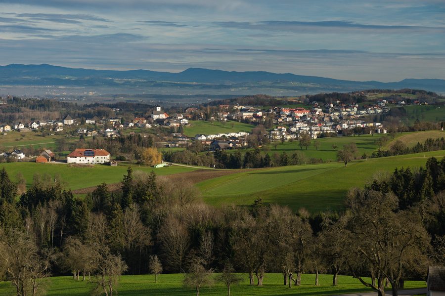Vista complessiva del comune di Allhartsberg dal Sonntagberg