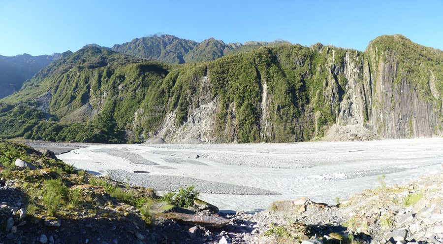 Vista sulla valle del Fox Glacier sulla costa occidentale della Nuova Zelanda