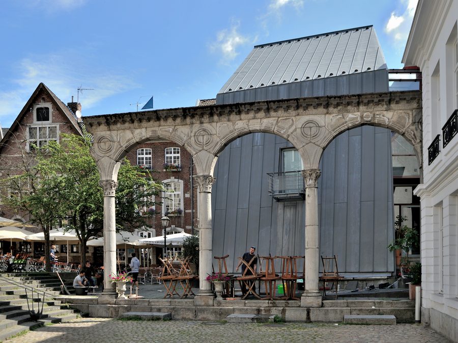 Roman Portico in the Hof historic square in Aachen, Germany