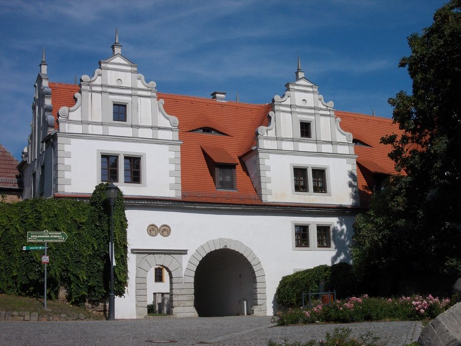Portale d’ingresso del castello di Strehla nel distretto di Meißen