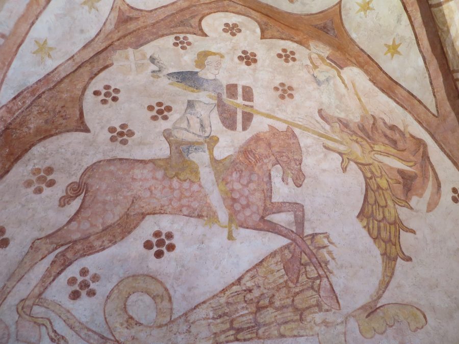 Affresco storico del 1370 nella chiesa di San Giorgio a Pürgen