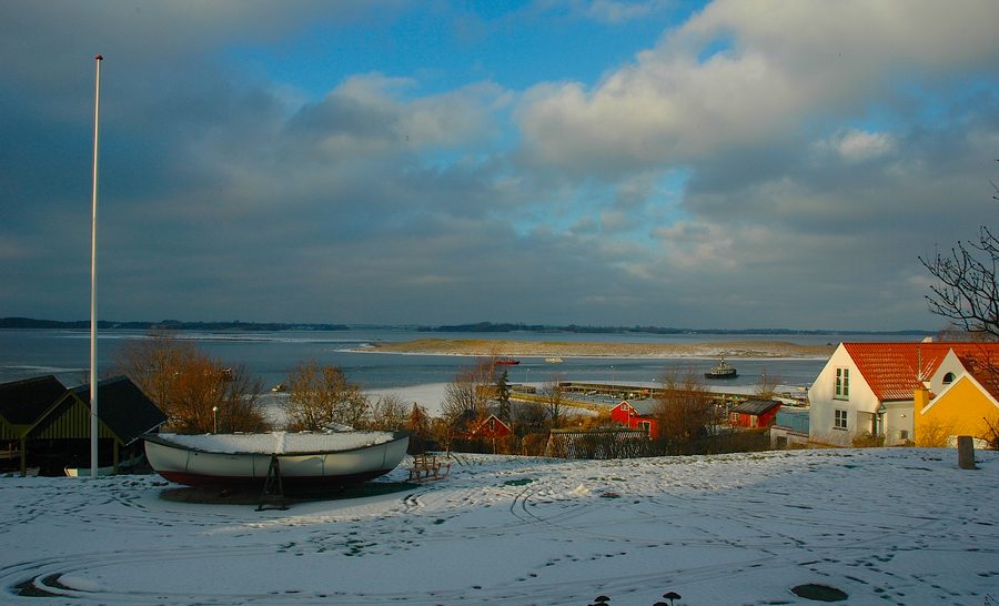 Vista generale del fiordo di Roskilde a Jyllinge, Danimarca