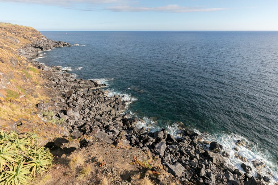 Vista dal miradouro de Santa Barbara sull'isola di Terceira, Azzorre, Portogallo