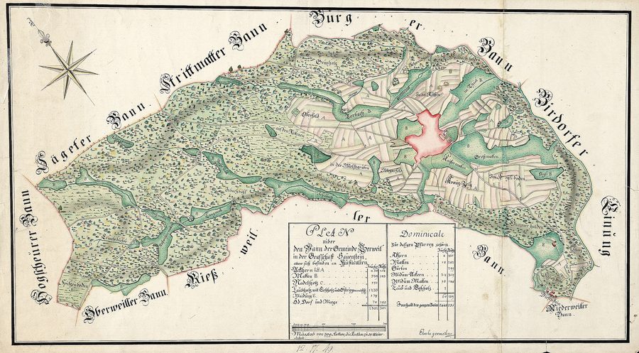 Pianta storica del territorio del comune di Gerweil nella contea di Hauenstein