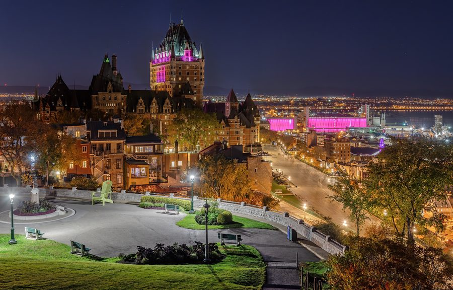 Château Frontenac di notte a Québec City.