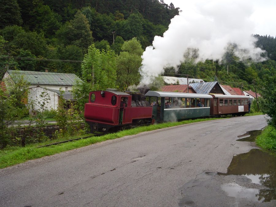 Locomotiva a vapore della ferrovia forestale Čierny Hron presso Hronec