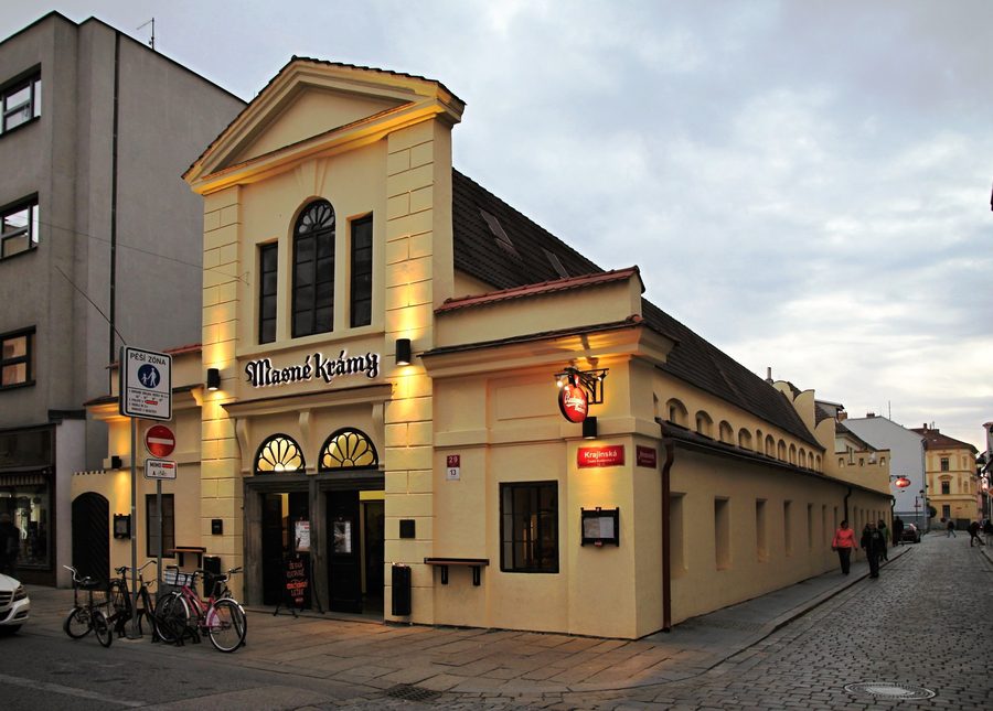 Storiche Masné krámy in via Krajinská a České Budějovice