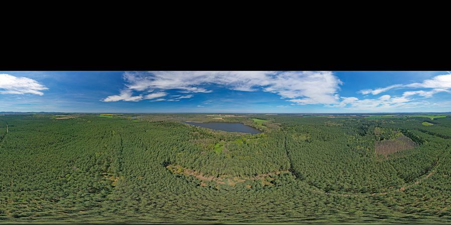 Vista panoramica della riserva naturale Teichgebiet Biehla-Weißig vicino a Kamenz, Sassonia