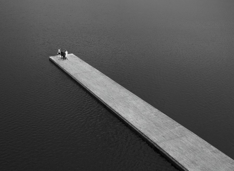 Molo sul Lago di Velenje a Velenje, Slovenia.