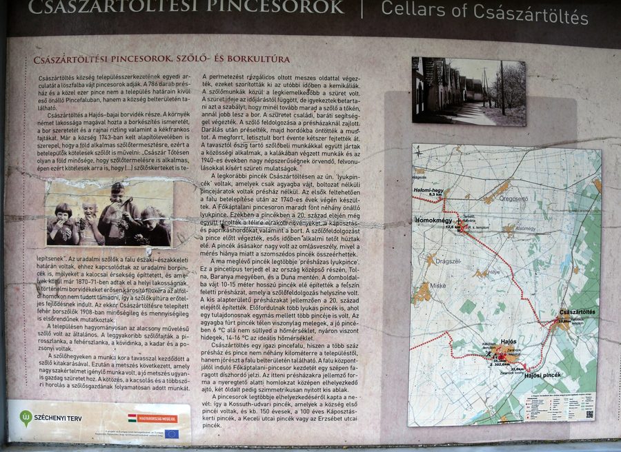 Targa informativa sul filare di cantine di Főkáptalan utcai a Császártöltés