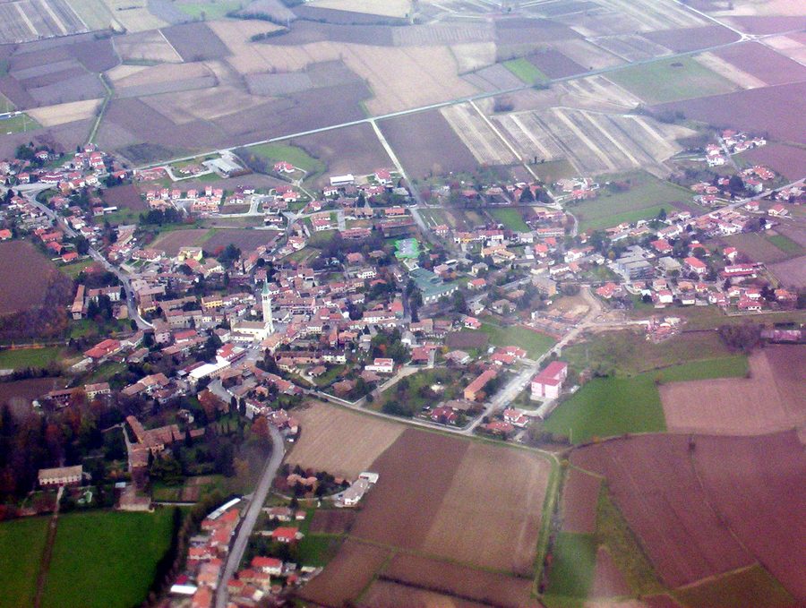 Veduta aerea di Ruda (UD), Italia