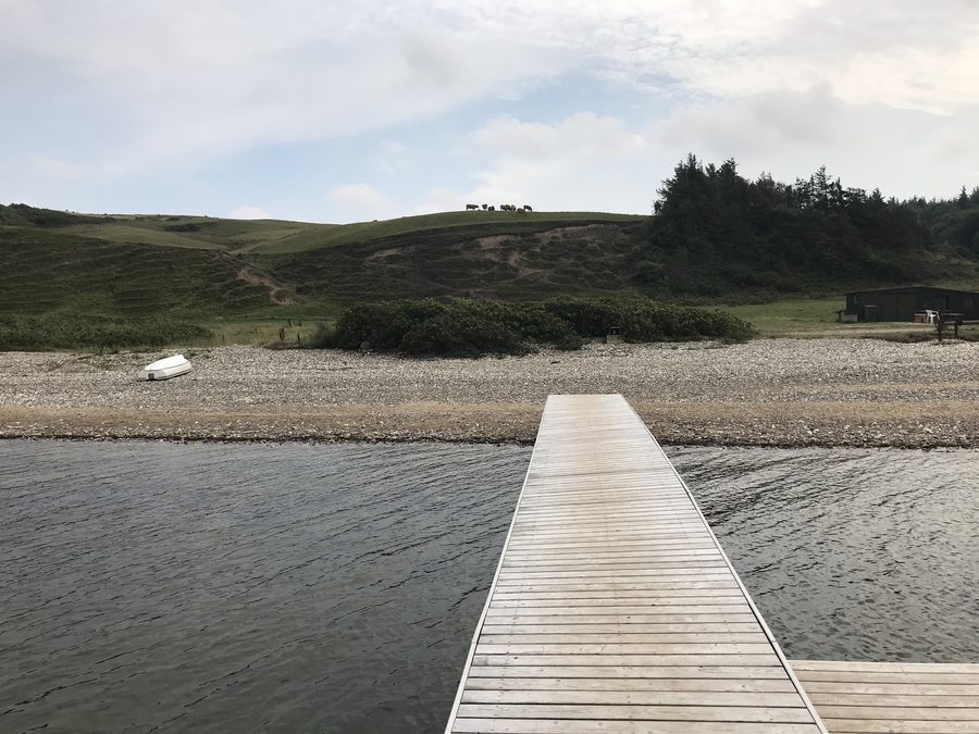 Paesaggio costiero sul Limfjord vicino alla scogliera di Hanklit sull’isola di Mors