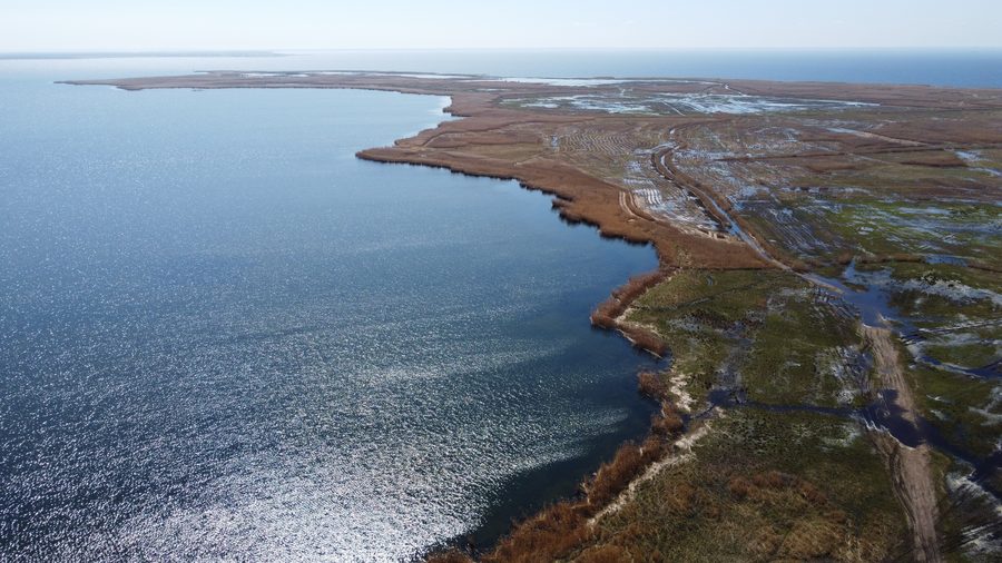 Estremità meridionale della penisola di Rów sull’isola di Wolin con l’estuario della Laguna di Stettino sullo sfondo