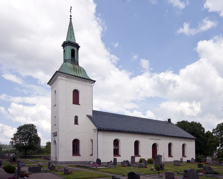 Vista esterna della Hemsjö kyrka a Hemsjö, Svezia