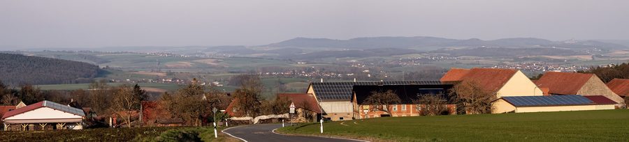 Panorama di Kurzewind presso Ebern sul paesaggio degli Haßberge