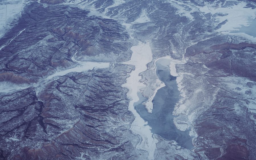 Paesaggio con il bacino di El Vado nella contea di Rio Arriba, Nuovo Messico