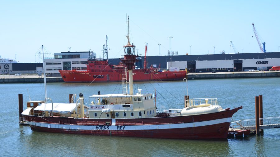 Storica nave-faro Horns Rev nel Dokhavn di Esbjerg