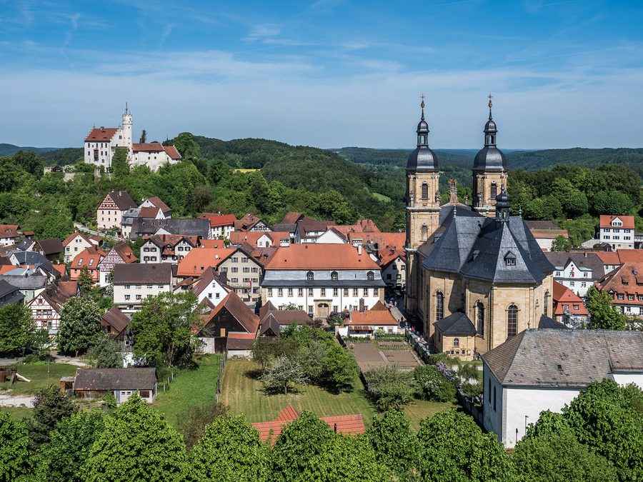 Vista sul castello e sulla basilica a Gößweinstein