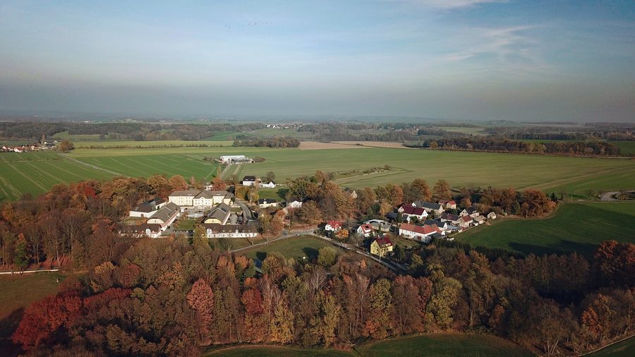 Ripresa aerea di Schmochtitz a Bautzen, Sassonia