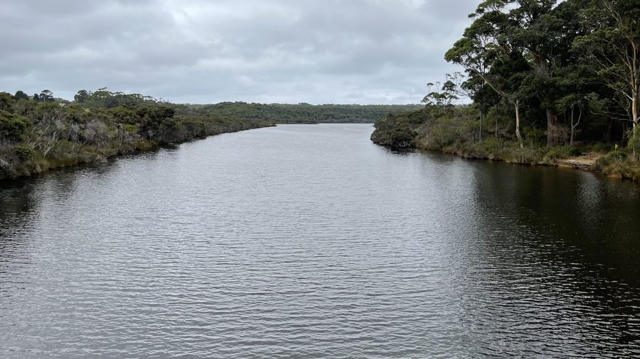 Vista sul Frankland River da un ponte sulla South Coast Highway