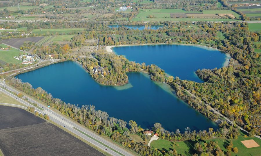 Veduta aerea dell’area dei laghi di Langwied da sud