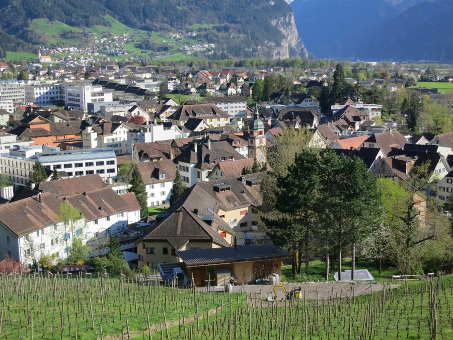 Centro di Altdorf nel Canton Uri, visto dal convento dei Cappuccini
