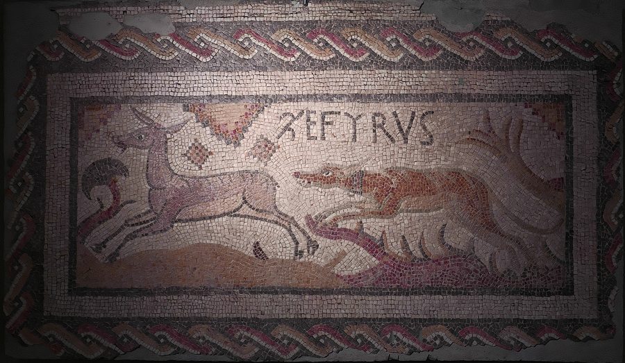 Mosaico con Zefyrvs dalla villa romana di Baños de Valdearados