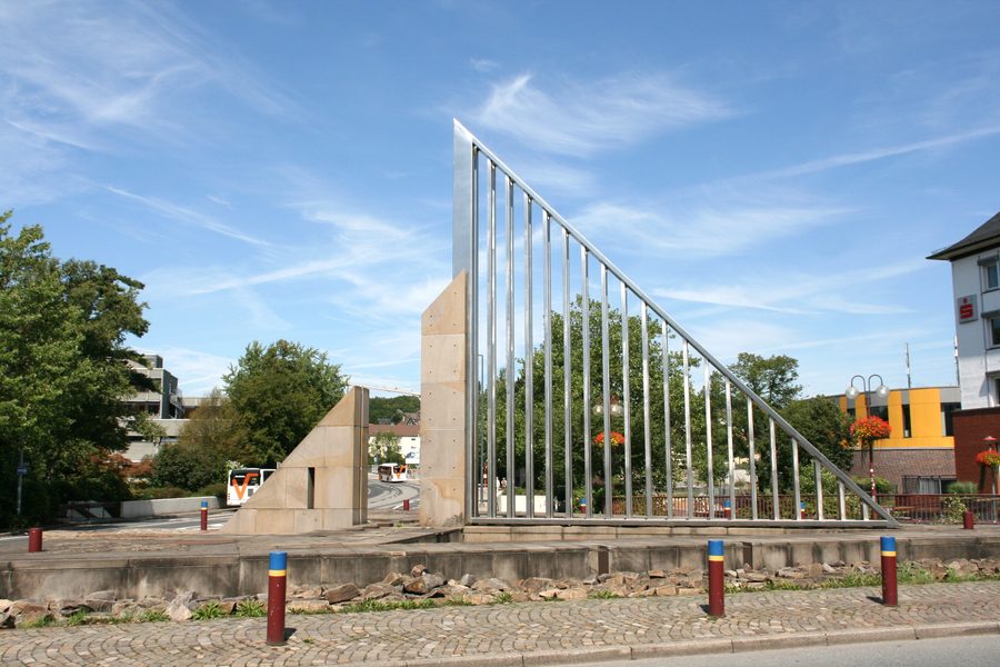 Cartello urbano sul ponte dell’Ennepe in Mittelstraße a Gevelsberg