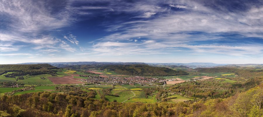 Vista panoramica su Wanfried e la valle del Werra dal Plesseturm