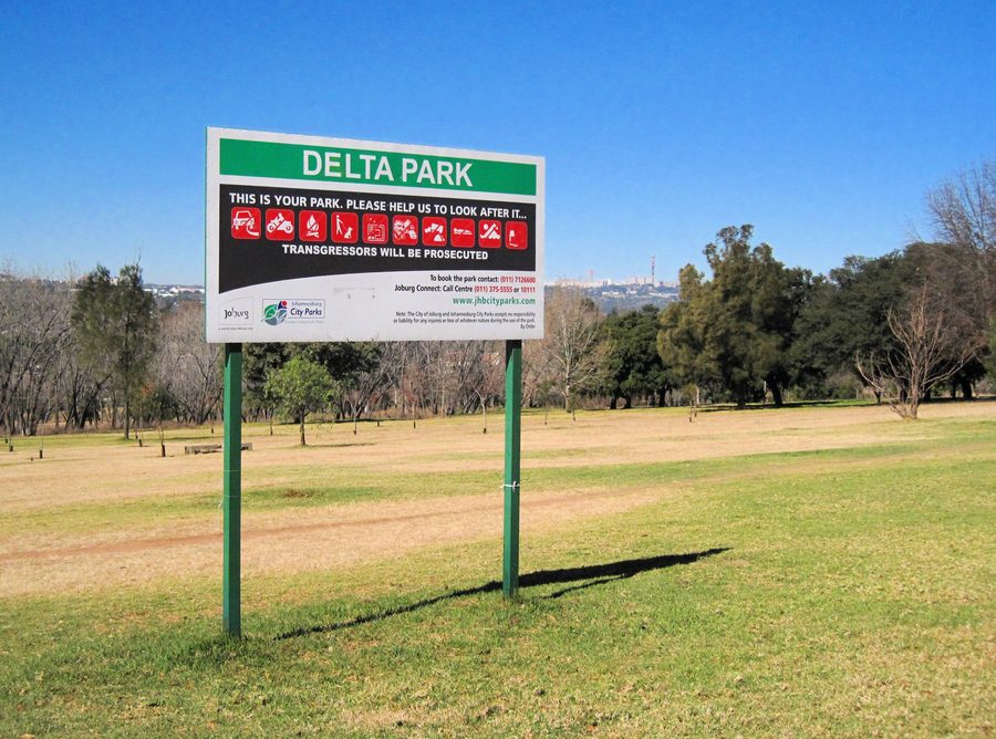 Cartello del Delta Park a Randburg, Sudafrica