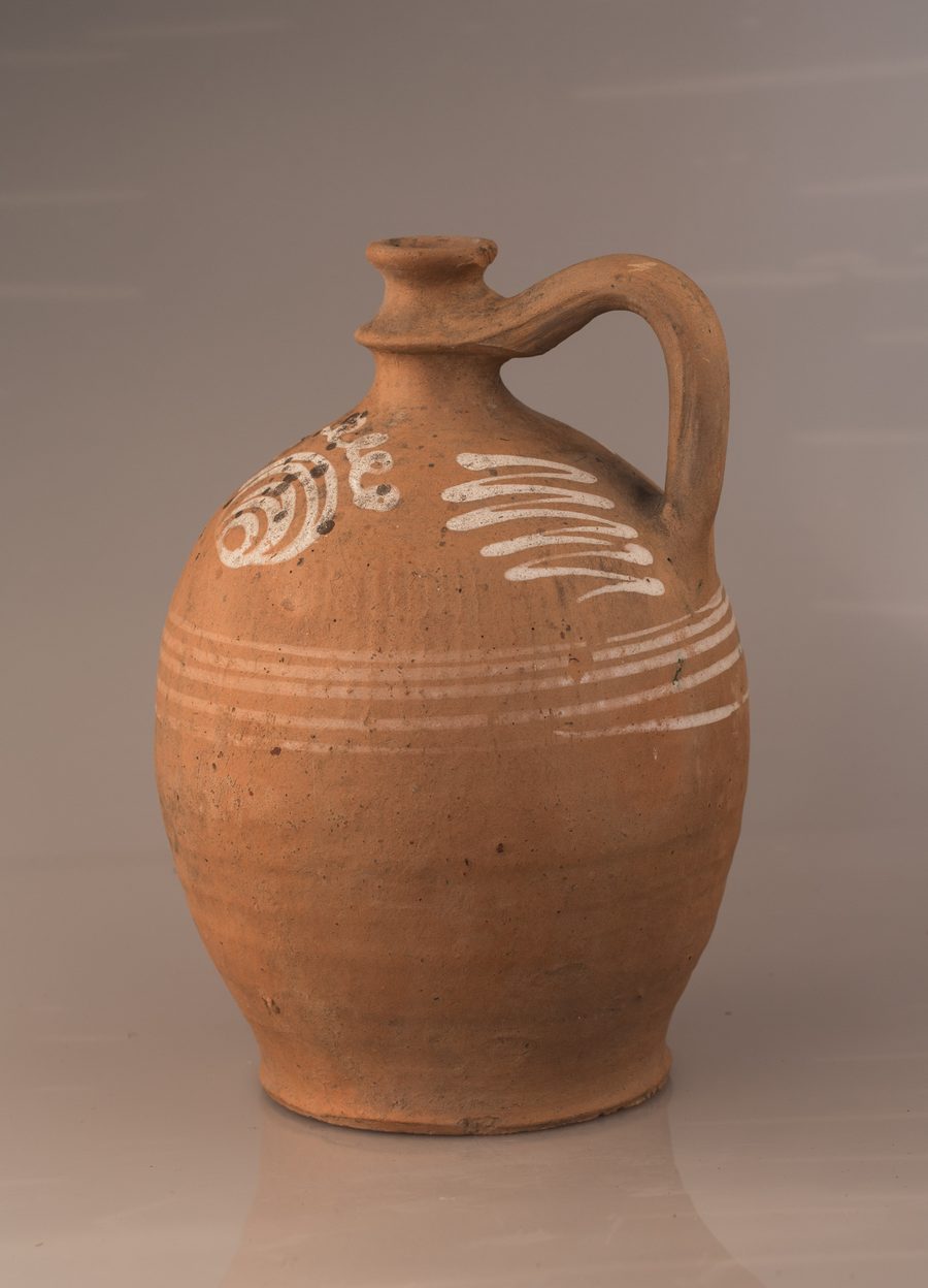 Storico Stoober Plutzer non smaltato in ceramica con decorazioni ornamentali