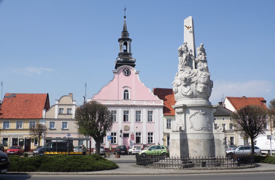 Monumento della Santissima Trinità sulla piazza del mercato di Rydzyna