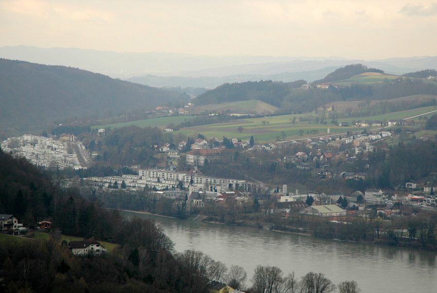 Puchenau sul Danubio in Alta Austria, vista da sud-est