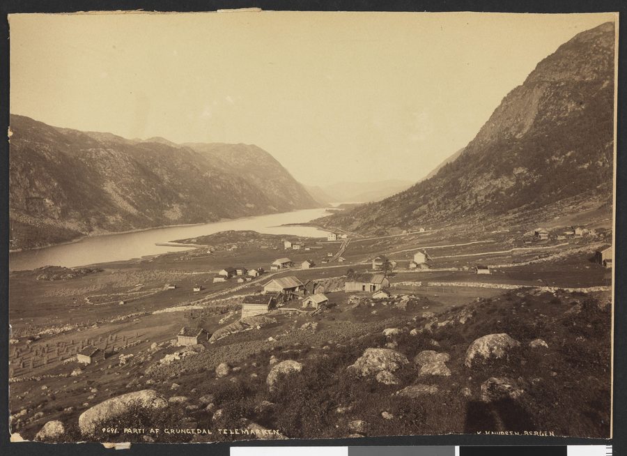 Veduta storica del paesaggio di Grungedal a Vinje, Telemark