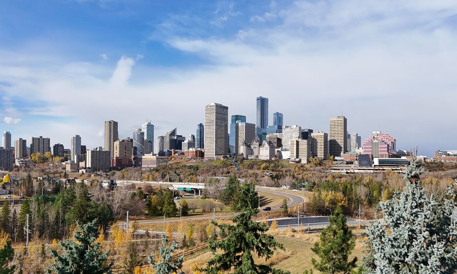 Skyline di Edmonton in Alberta, Canada